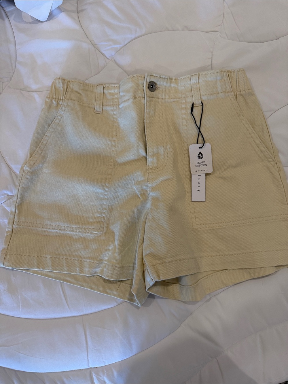 Sanctuary Pale Yellow Cargo Shorts